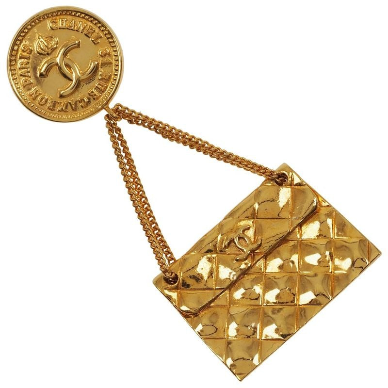 Chanel Quilted Bag Motif Vintage Gold Plated 23 18.3 g Brooch — view 2