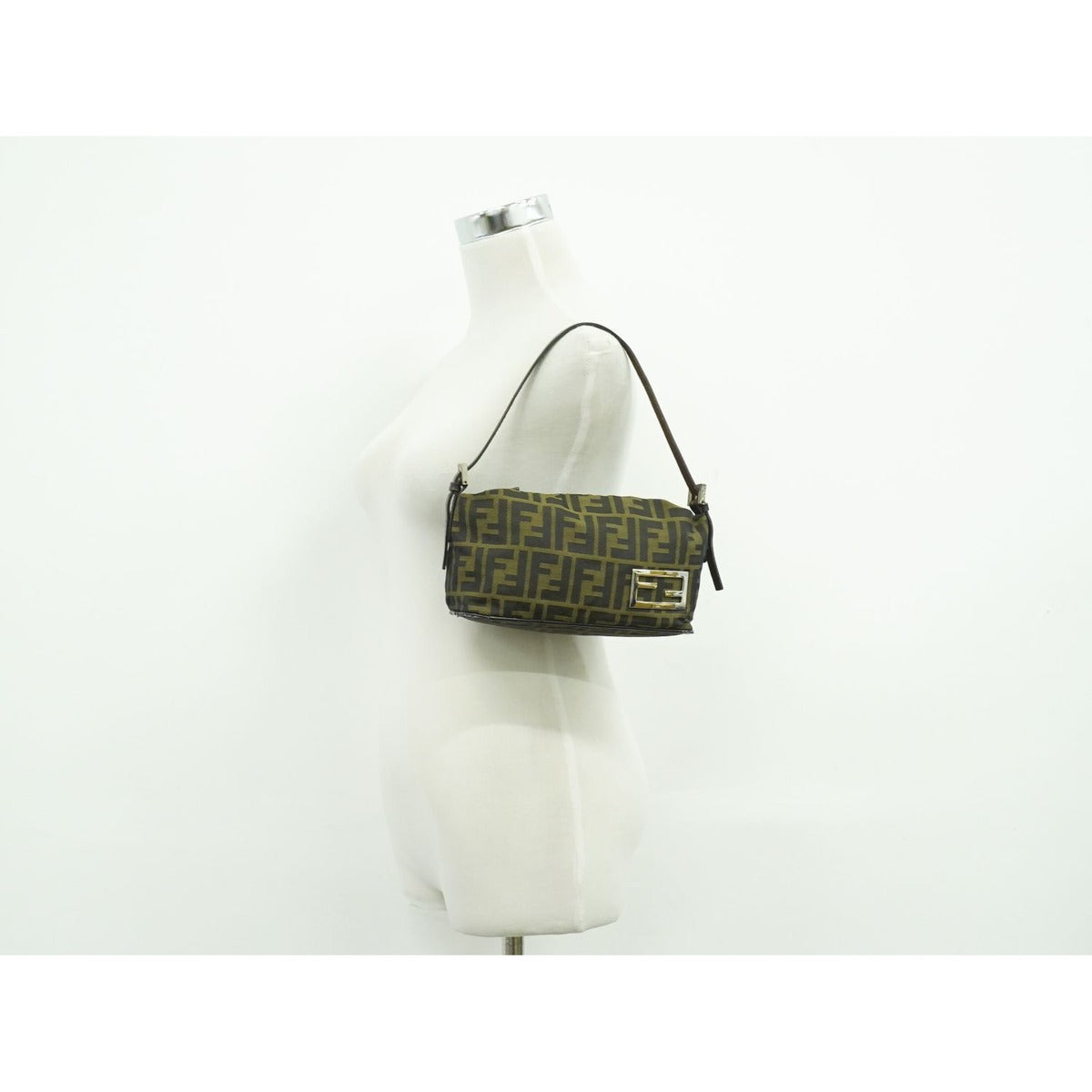 Fendi Zucca Shoulder Bag Canvas Brown Outside — view 6
