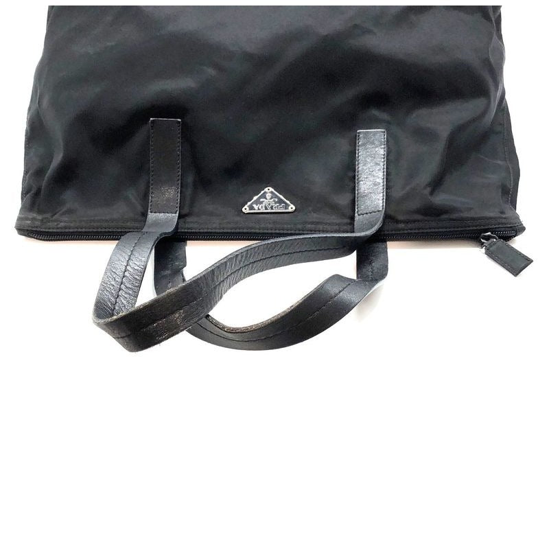 Prada Nylon Tote Handbag Triangle Plate Logo A4 Compartment Black Men — view 2