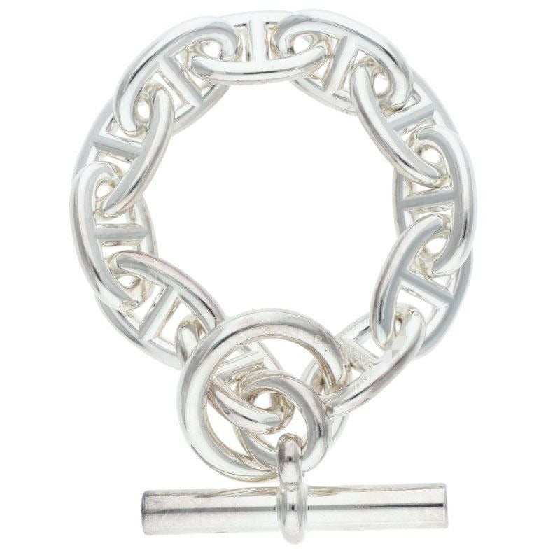 Hermes Chaine Dancre TGM Silver Bracelet 11 Link