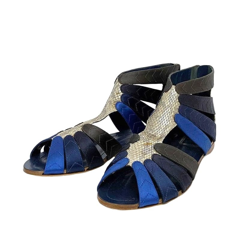 Christian Dior Gurkha Sandals Silver Blue Navy