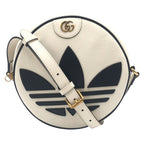 Gucci Adidas Collaboration Marmont White Black Leather Shoulder Bag