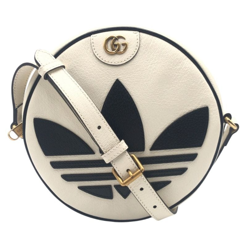 Gucci Adidas Collaboration Marmont White Black Leather Shoulder Bag