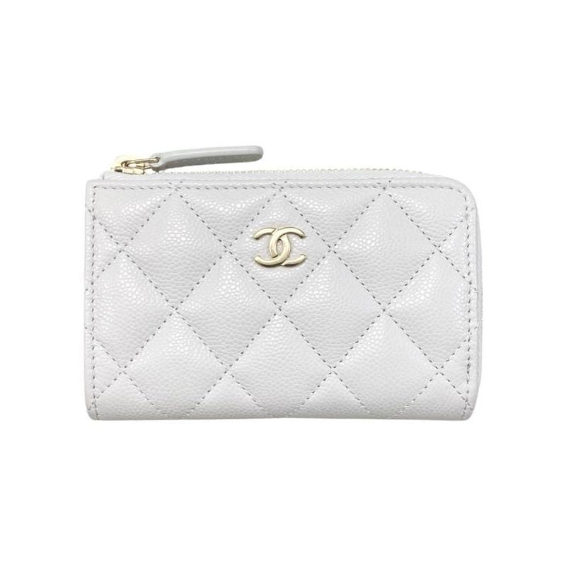 Chanel Card Case Coin Purse Ap0221 Quilted Caviar Leather Coco Mark