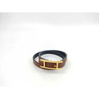 Hermes Bracelet Be Api Brown Leather Doubl Tour Gold Hardware — view 2