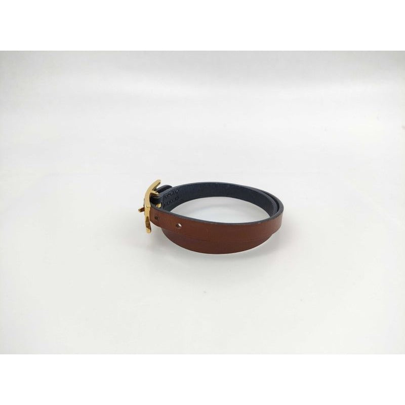 Hermes Bracelet Be Api Brown Leather Doubl Tour Gold Hardware — view 3