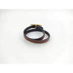 Hermes Bracelet Be Api Brown Leather Doubl Tour Gold Hardware — view 4