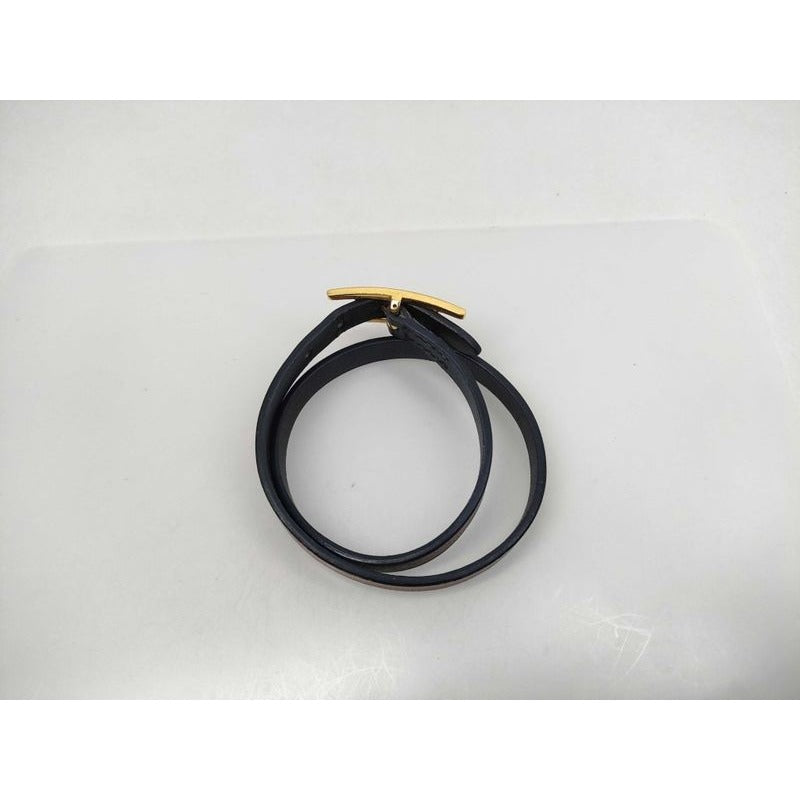 Hermes Bracelet Be Api Brown Leather Doubl Tour Gold Hardware — view 5