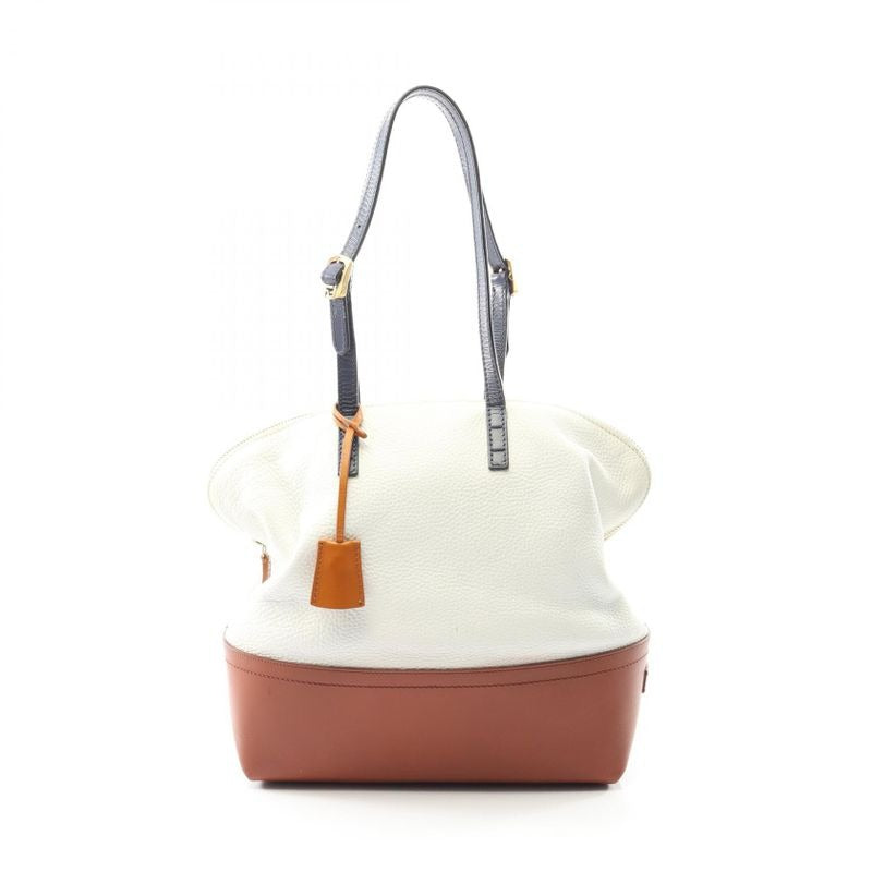 Fendi Shoulder Bag Pecan 8 Bn232 White Brown Nahibi Leather Tote