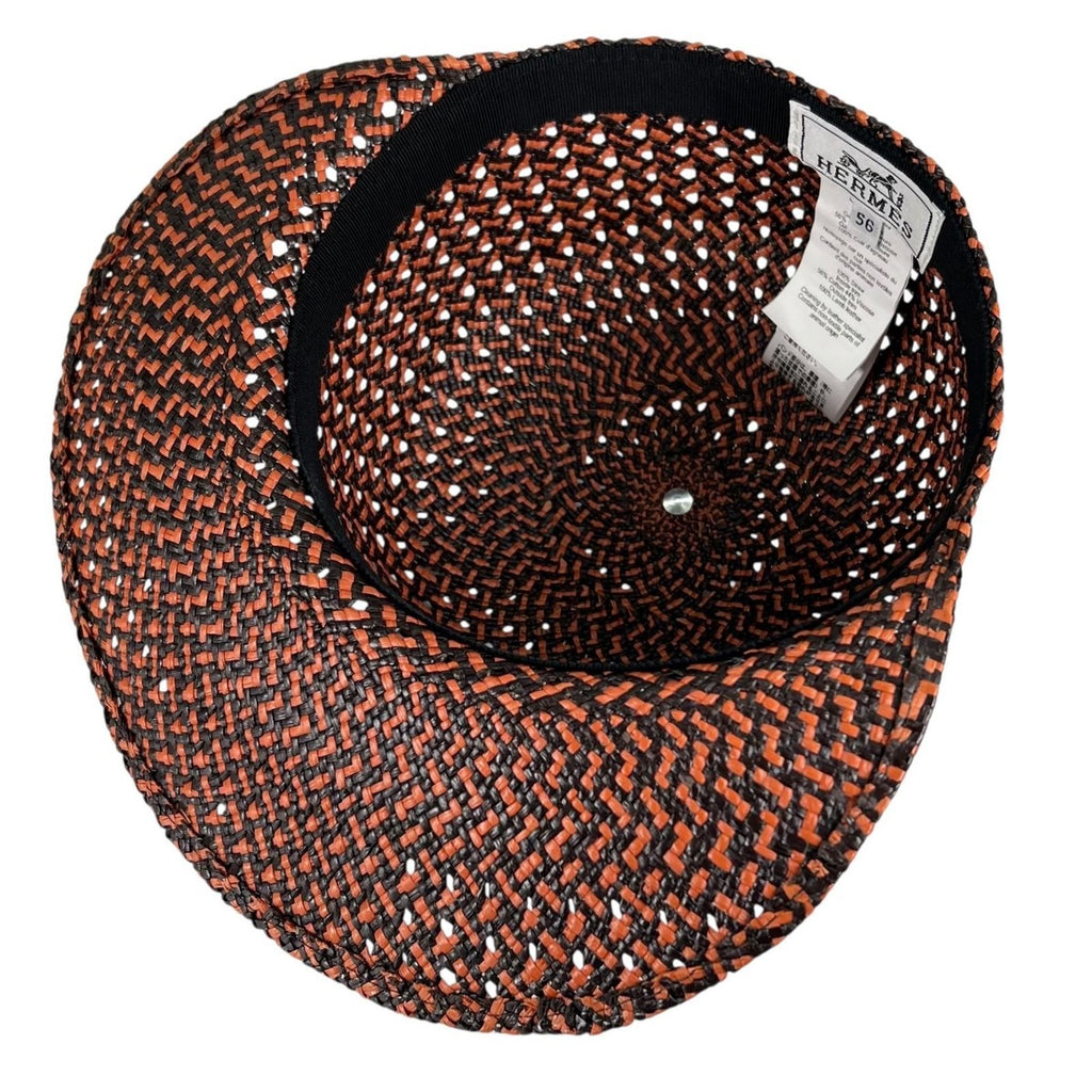 Hermes Tanzania Straw Sheep Leather Serie Button Hat Cap Multicolor 56 — view 5