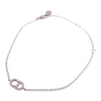 Christian Dior Cles D-lune CD Logo Bracelet Metal Rhinestone Silver 0089