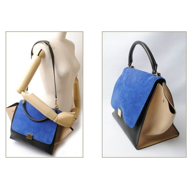 Celine Shoulder Bag Trapeze Blue Sand Beige Black 2-way — view 2