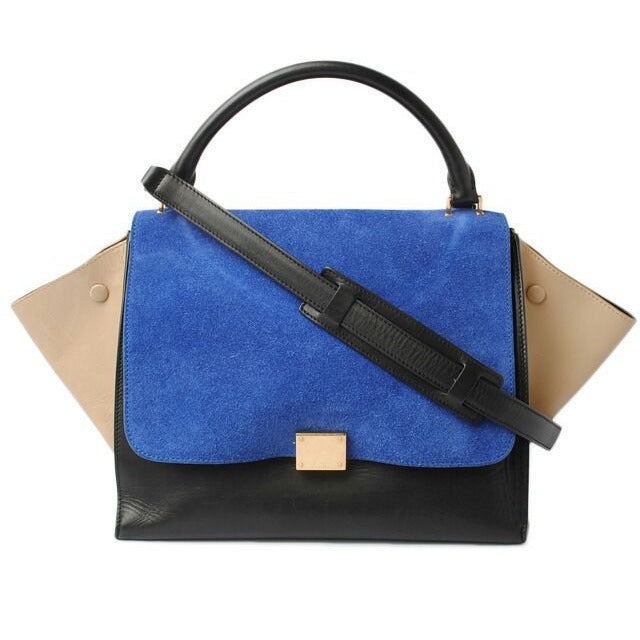 Celine Shoulder Bag Trapeze Blue Sand Beige Black 2-way