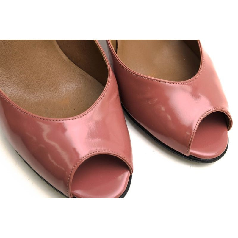 Hermes Pumps Shoes Women Enamel Patent Leather Pink Open Toe — view 6