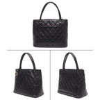 Chanel Tote Silver Medallion Caviar Leather CC Logo — view 2