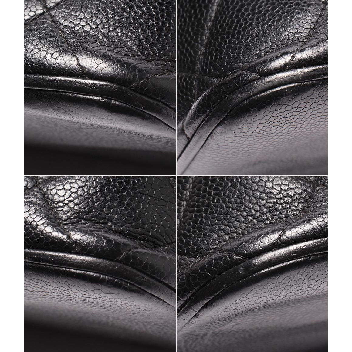 Chanel Tote Silver Medallion Caviar Leather CC Logo — view 5