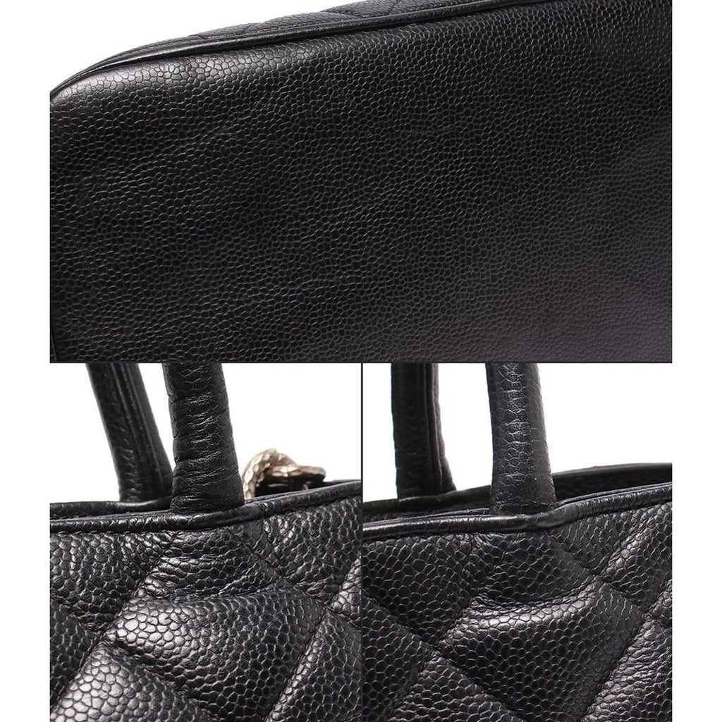 Chanel Tote Silver Medallion Caviar Leather CC Logo — view 7