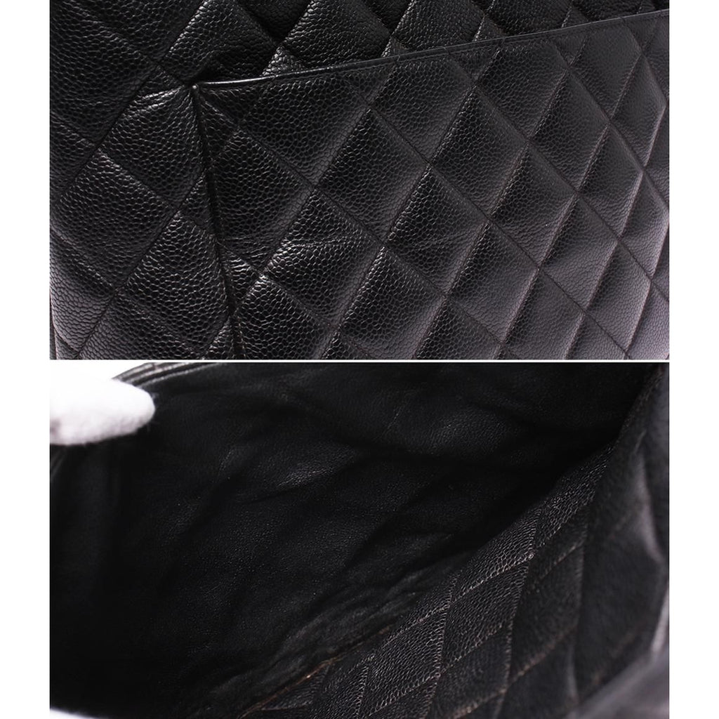 Chanel Tote Silver Medallion Caviar Leather CC Logo — view 9