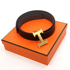 Hermes Belt Buckle H & Leather 32 Box Calf 135 Vaux Togo Black Ethane — view 2