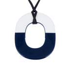 Hermes Necklace Ismu GM Lacquer Buffalo Horn White Navy Pendant — view 2