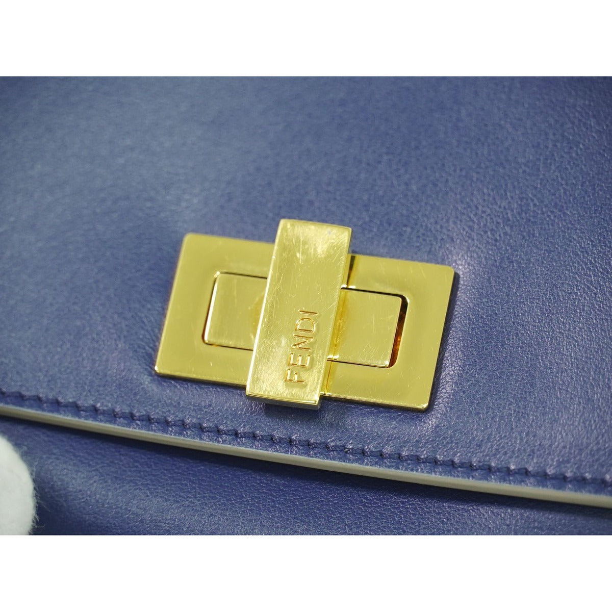 Fendi Peekaboo Bifold Wallet Compact Leather Blue — view 7
