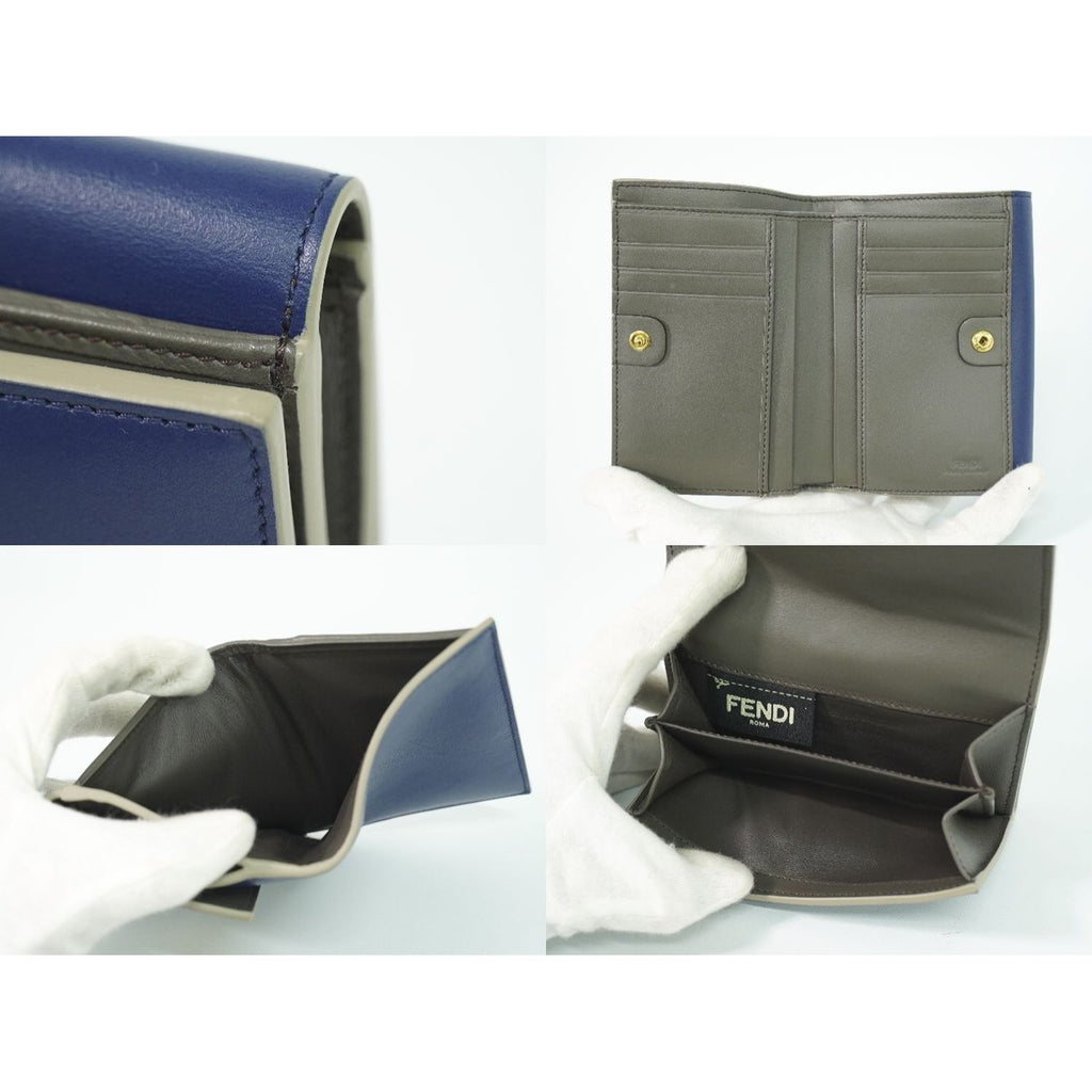 Fendi Peekaboo Bifold Wallet Compact Leather Blue — view 8