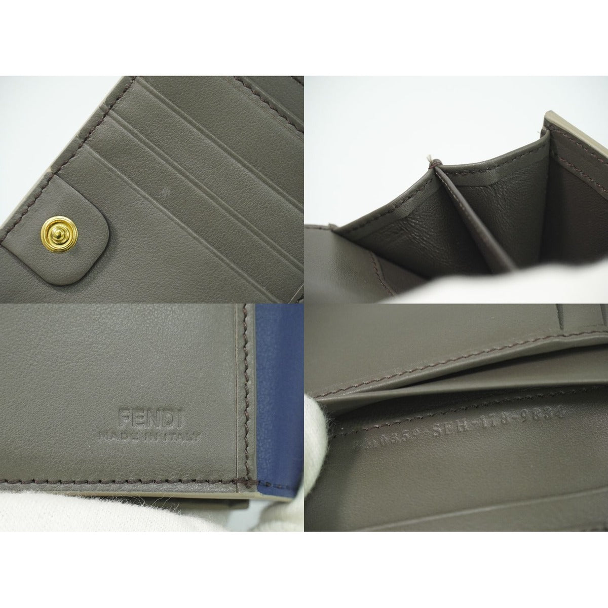 Fendi Peekaboo Bifold Wallet Compact Leather Blue — view 9