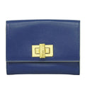 Fendi Peekaboo Bifold Wallet Compact Leather Blue