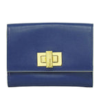 Fendi Peekaboo Bifold Wallet Compact Leather Blue
