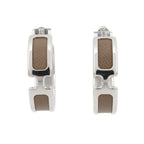 Hermes Earrings Olympe Etoupe Silver Epsom
