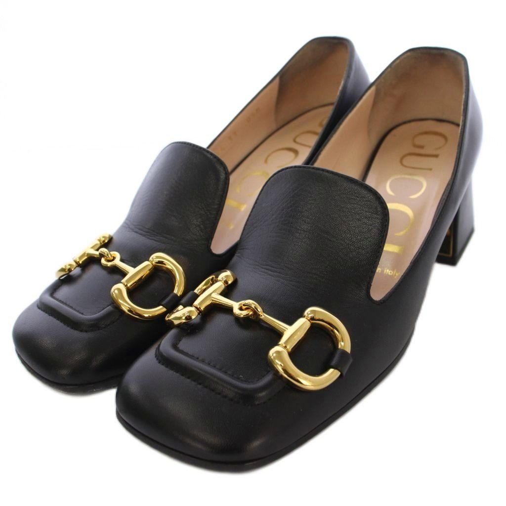 Gucci Malaga Kid Nero Horsebit Loafers Leather 37 Black