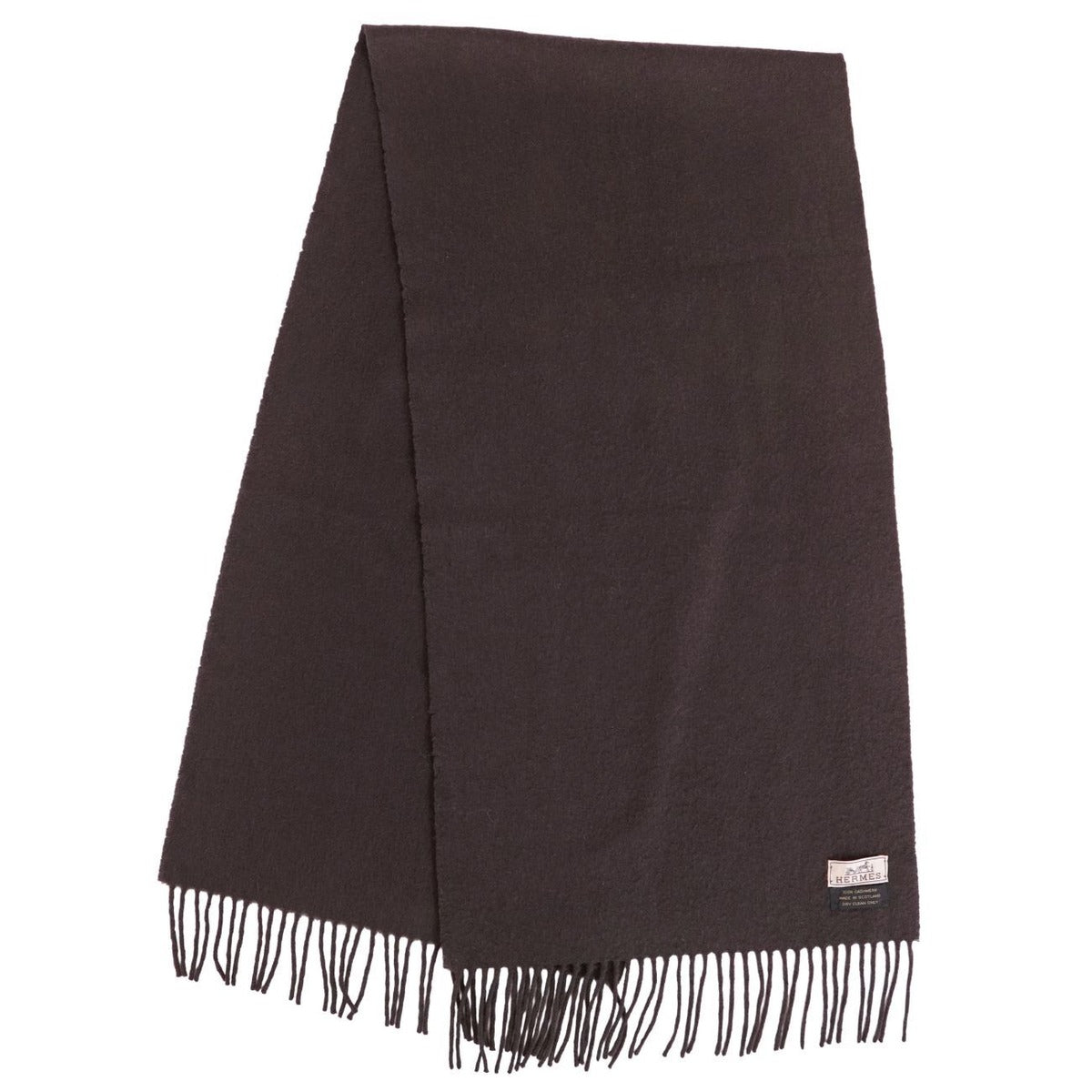 Hermes Muffler Shawl Cashmere Fringe Scarf — view 2