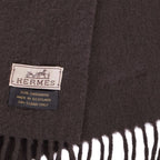 Hermes Muffler Shawl Cashmere Fringe Scarf — view 5