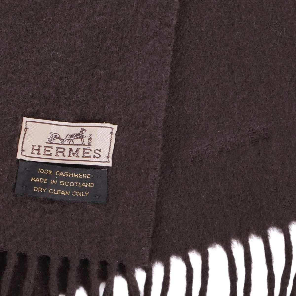 Hermes Muffler Shawl Cashmere Fringe Scarf — view 5