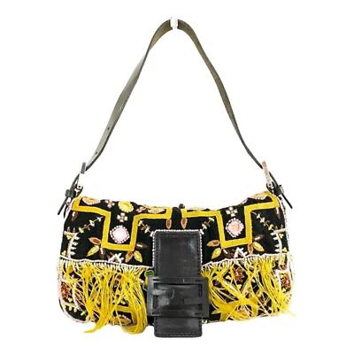 Fendi Mamma Baguette Beaded Fringe Shoulder Bag Bucket Hand FF