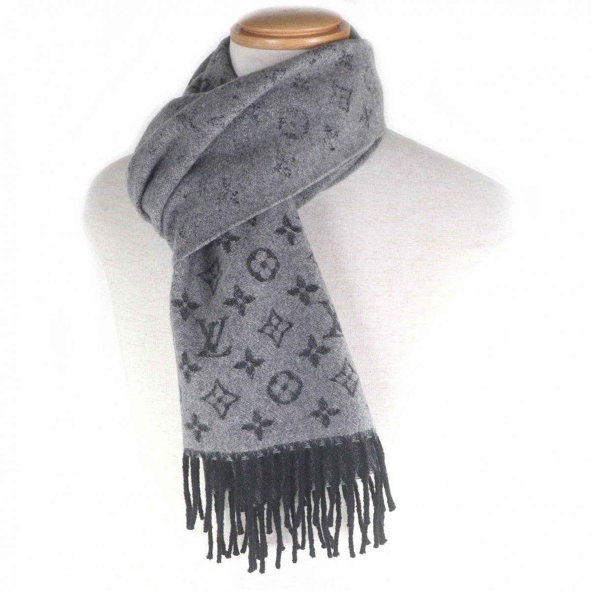 Louis Vuitton Monogram Gradient Cashmere Wool Fringe Scarf — view 2