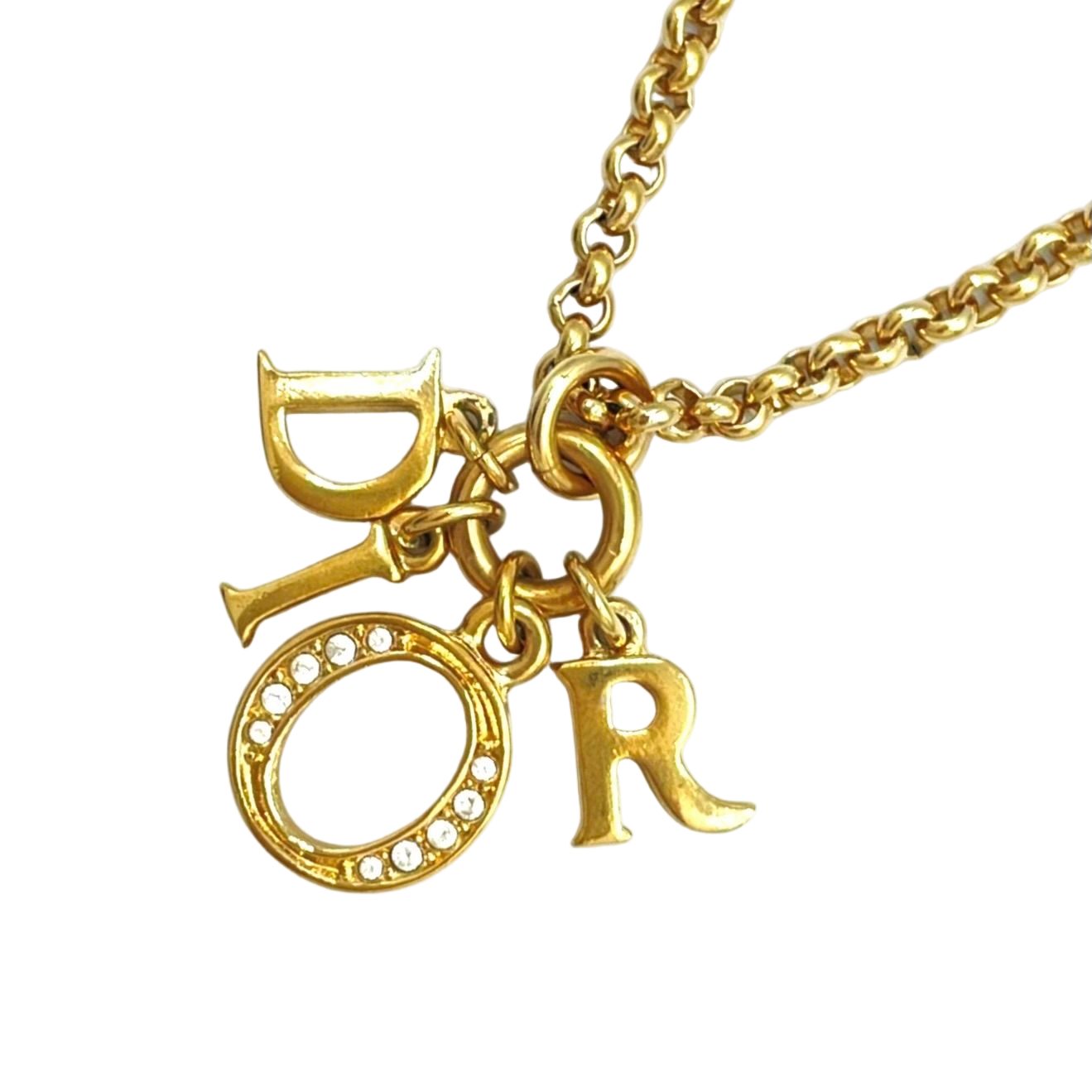Dior Vintage Logo Gold Plated Necklace