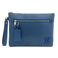 Louis Vuitton Take Off Pouch Aerogram Leather Blue Clutch Silver