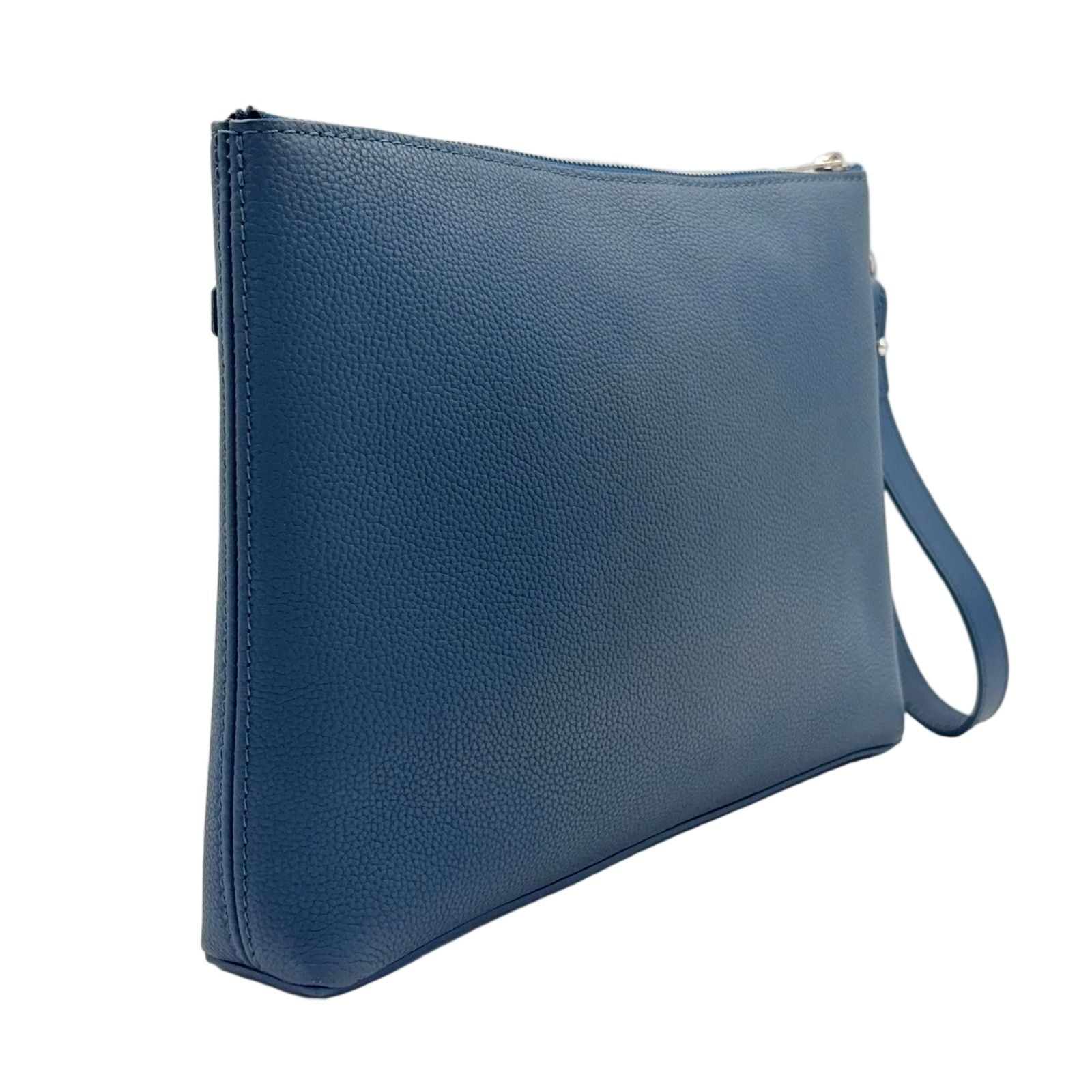 Louis Vuitton Take Off Pouch Aerogram Leather Blue Clutch Silver — view 2