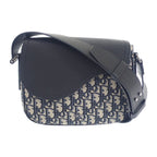 Dior Saddle Small Messenger Shoulder Bag Calf Fabric Black