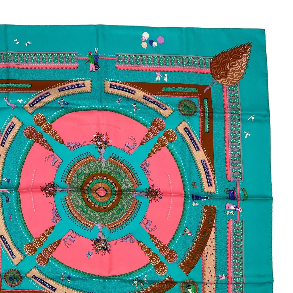 Hermes Carre 90 Silk Scarf Enchanted Garden Magic Green Box — view 4