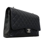 Chanel Shoulder Bag Deca Quilted Caviar Leather Black Silver — view 2