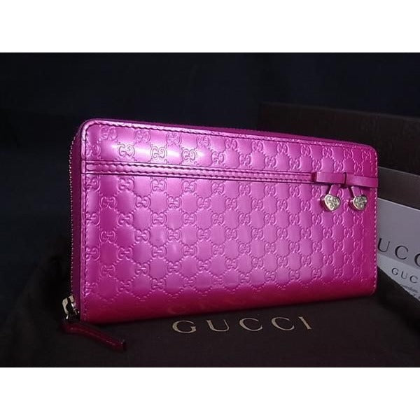 Gucci Long Wallet Shiny Micro Guccissima Zip Around Pink Purpleish — view 6
