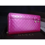Gucci Long Wallet Shiny Micro Guccissima Zip Around Pink Purpleish — view 6