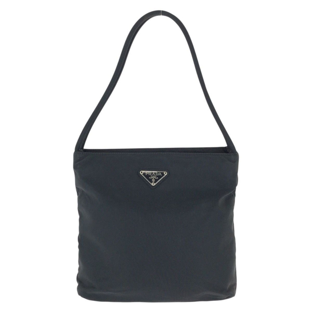 Prada Tessuto Black Silver Nylon Tote Shoulder Bag