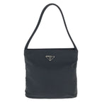 Prada Tessuto Black Silver Nylon Tote Shoulder Bag