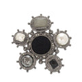 Chanel CC Logo Metal Black Silver Brooch