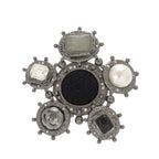 Chanel CC Logo Metal Black Silver Brooch
