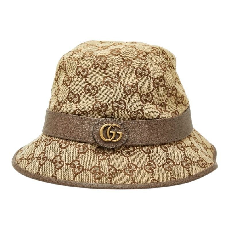 Gucci GG Canvas Fedora Hat Bucket Hat XL 60 cm Beige Brown
