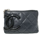 Chanel Wallet Coin Case CC Logo Lambskin Cambon Black